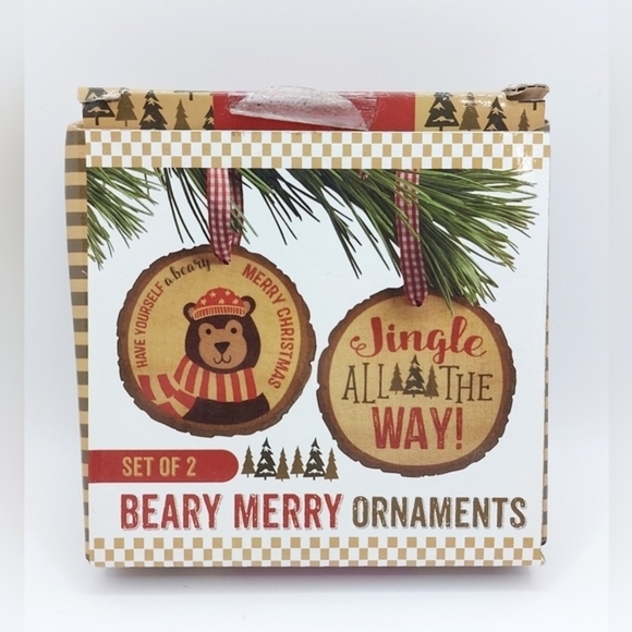 Beary Merry Ornaments Set of 2 - Picture 1 of 5